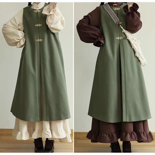 裁缝学苑AH128立领连衣裙纸样毛呢比甲套装女装汉服套装样板 商品图1