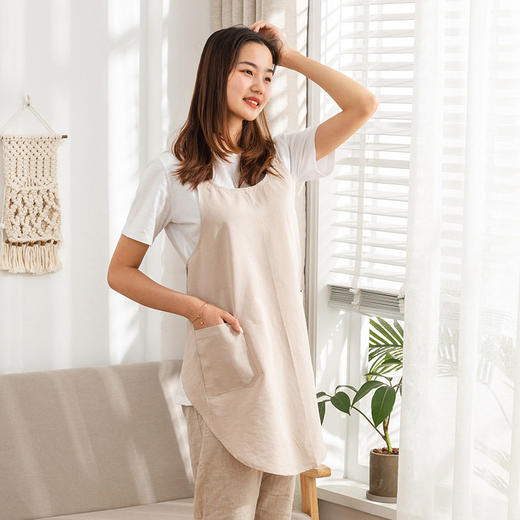 原南通素艺家居-日式无印简约良品围裙女款纯色全棉家居围裙防尘 商品图2