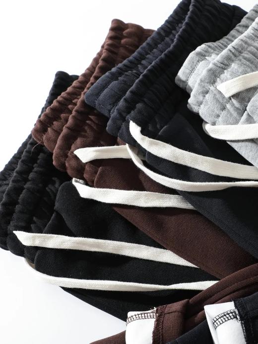 F030602慕冬绒复合牛奶丝棉纯色抽绳松紧腰休闲裤拼接设计直口裤脚运动卫裤 商品图2