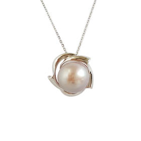 【天然正品】周大福AU750白金镶天然近完美约12.4MM珍珠吊坠项链 18.6*18.3*12.9MM（皆取最大值）280226NJT21