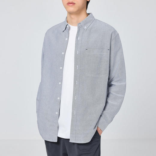 墨麦客男装全棉休闲长袖衬衫男2026春新款简约基础男士衬衣50148. 商品图1