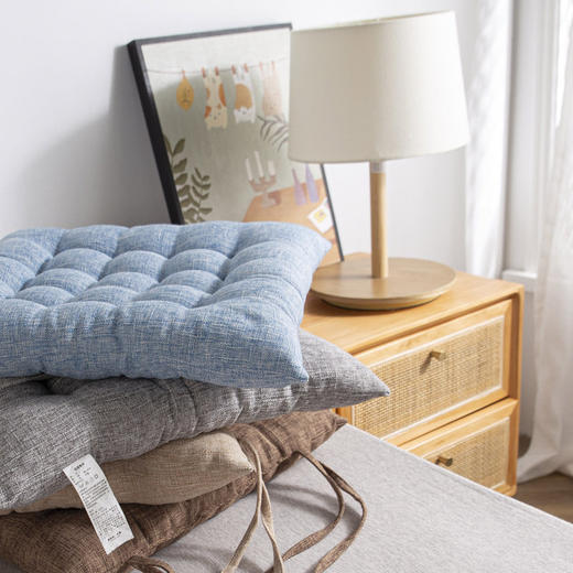 无印坐垫良品椅子坐垫简约纯色加厚椅垫办公室榻榻米坐垫日式绑带 商品图3