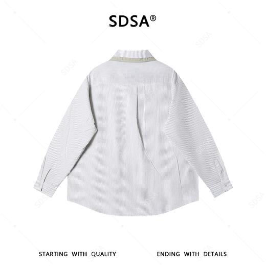 SDSA男装2026新款高贵轻奢日系条纹衬衫字母刺绣撞色领设计百搭 商品图4