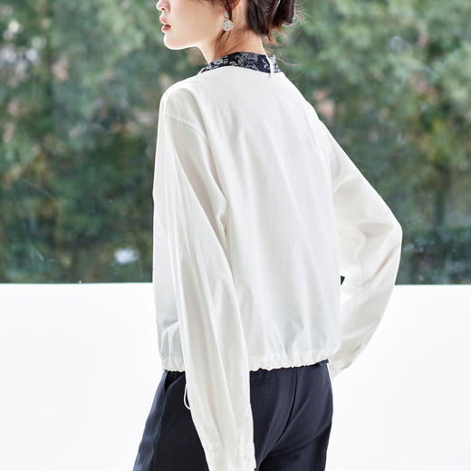 带丝巾白衬衫女长袖2026春装新款设计感小众上衣女式宽松纯棉衬衣   MJ-512015 商品图3