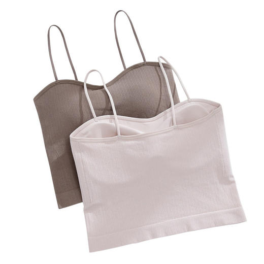 日式无印无缝吊带背心莫代尔文胸无钢圈良品胸垫打底内搭美背裹胸 商品图2