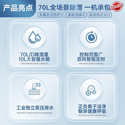 美的除湿机干衣除湿量70升/天海量除湿器CF70BD/N8-DL1智能除湿 商品图2