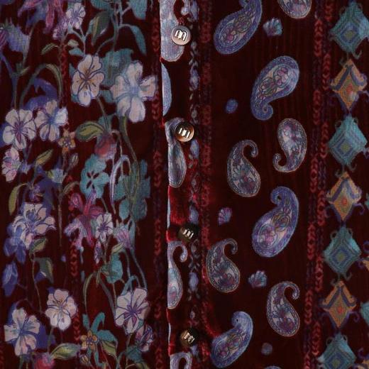 SDSA男士秋冬新款痞帅男装潮牌植绒植绒花卉立领长袖衬衫百搭休闲 商品图2