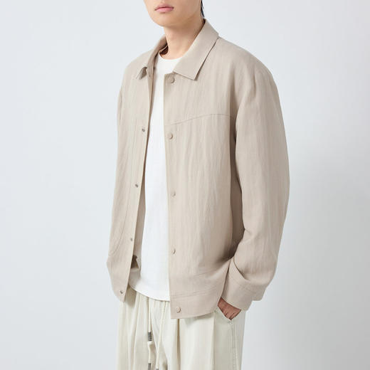 墨麦客男装美式休闲微肌理外套男天丝亚麻混纺翻领男士夹克81611. 商品图2