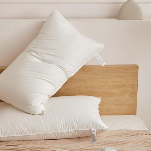 日式无印90白鸭绒枕芯良品羽绒枕头白色柔软蓬松酒店枕芯全棉60支 商品图2