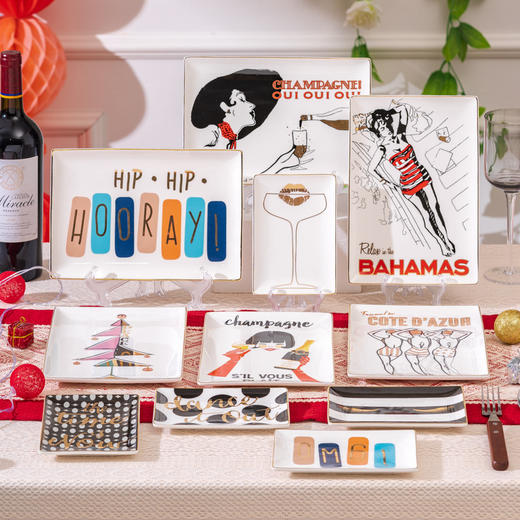 💥2折不到，低至💰9.9/个，仅此一团❗国际大牌🇺🇸🌸【RosannaRosanna描金艺术方盘】 💯真金描边，大师原创图案，复古奢美感十足 提升家居档次，亲朋好友聚餐必备❗  商品图2