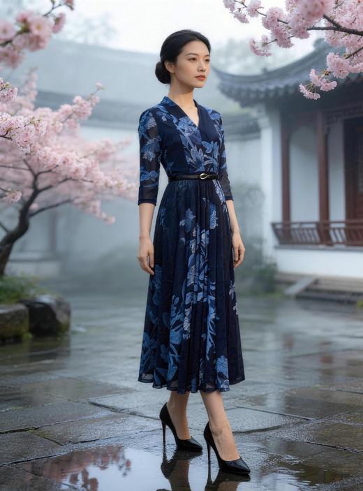 SC1S07_蓝采和色_连衣裙_春夏_V领大摆A字双层网纱叠接_高级女装_BERNIEELEN 伯妮斯茵 商品图3