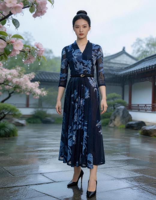 SC1S07_蓝采和色_连衣裙_春夏_V领大摆A字双层网纱叠接_高级女装_BERNIEELEN 伯妮斯茵 商品图2