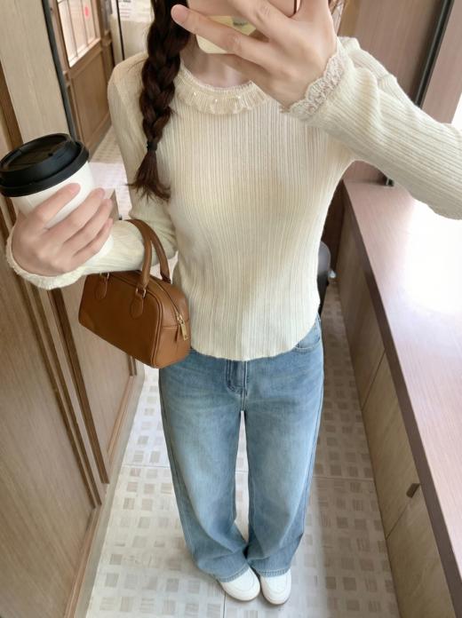 <曾小咸推荐>3.11现货秒杀 ！微信超特价！韩系蕾丝拼接针织衫 日常149.99 立减90 秒杀59.99！！ 商品图5