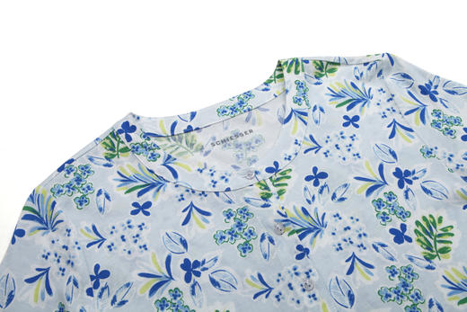 [32S棉莫套装]SCHIESSER德国舒雅女士春夏清爽七分袖睡裙家居裙32S棉莫代尔单面 50%棉50%莫代尔 尺码S-XL 31/26412D 商品图5