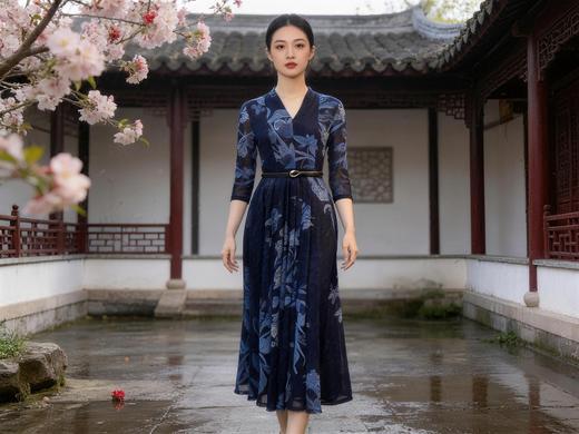 SC1S07_蓝采和色_连衣裙_春夏_V领大摆A字双层网纱叠接_高级女装_BERNIEELEN 伯妮斯茵 商品图7