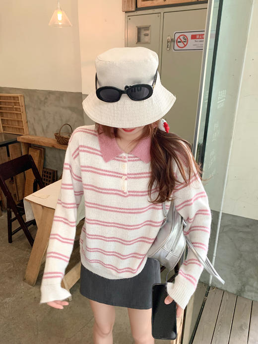 <曾小咸推荐>3.11现货秒杀 ！微信超特价！韩系条纹polo领针织衫 日常189.99 立减110 秒杀79.99！！ 商品图6