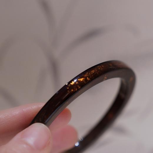 【紫韵金晖大漆手镯】方镯特细6mm、金箔、非遗手作漆器、新年礼品镯 商品图0