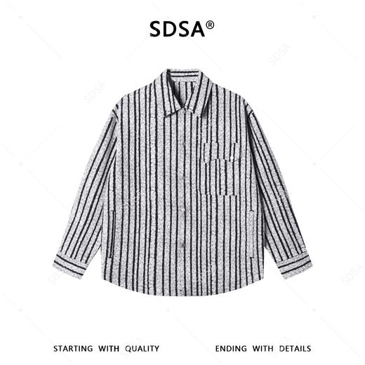 SDSA男装2026新款高贵轻奢美式复古条纹衬衫夹克肌理感宽松外套 商品图0