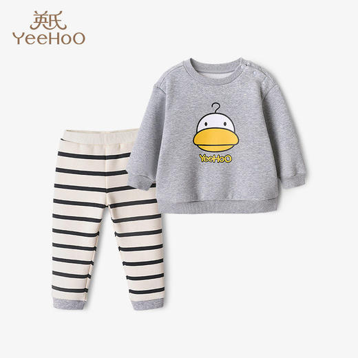 英氏女童套装秋冬夹棉加厚卫衣长裤套装YRABJ32033A 商品图0