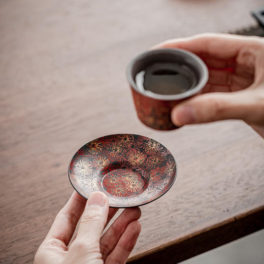 老铁漆器杯垫杯托茶道隔热防滑防烫茶杯垫功夫茶具配件 商品图8