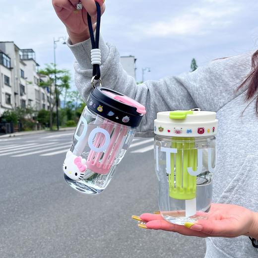 【双饮口设计❗便携提绳】高颜值水杯新款女生泡茶杯双饮带吸管杯子学生提手随行杯手提。rh 商品图3