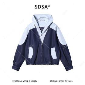 SDSA男装2026新款高贵轻奢韩版拼接假两件连帽夹克外套百搭宽松