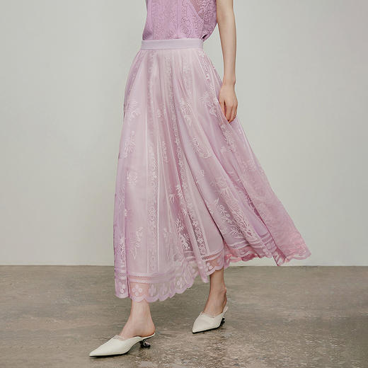 【林栖设计小店】风传花意|蕾丝提花优雅大摆2026春新款太阳半身裙1962026 商品图8