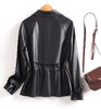 新款风衣翻领双排包扣腰间抽绳绵羊皮夹克 商品缩略图9