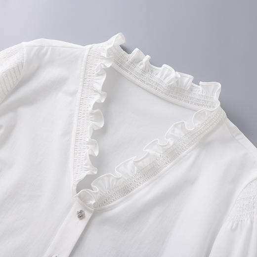 「高货wl」全新升级【铂金会员266/天猫359/差价93】(00557)洛诗琳法式木耳花边领衬衫2026春季新款优雅喇叭袖上衣女 商品图2