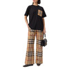 【二】BURBERRY 巴宝莉 女士格纹口袋棉质圆领短袖T恤 黑色 8103970 A1189 商品缩略图4