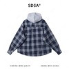 SDSA男装2026新款高贵轻奢休闲文艺连帽格纹衬衫百搭时尚简约衬衣 商品缩略图4
