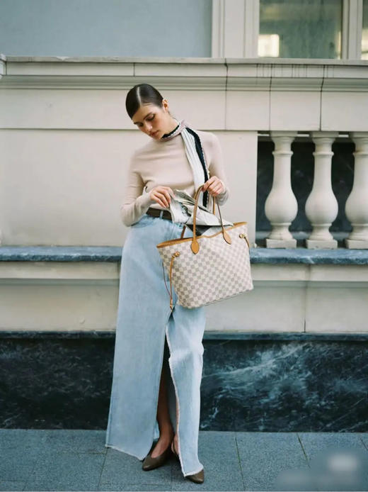 LV 中号 nf 白棋盘格 粉内里 购物袋 商品图2