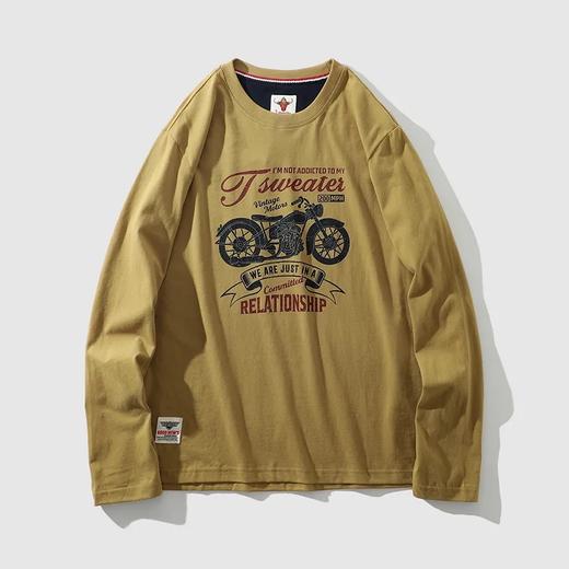 阿美咔叽风！纯棉220克重工水洗磨毛圆领打底衫 AF面料复古作旧无感印花百搭休闲长袖T！男女都可穿！ 商品图3