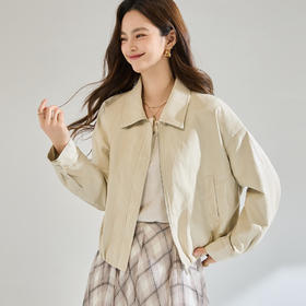 「高货sh」全新升级【铂金会员192/天猫259/差价67】(04235)洛诗琳气质PU皮衣外套2026春季时尚百搭翻领显瘦短上衣女