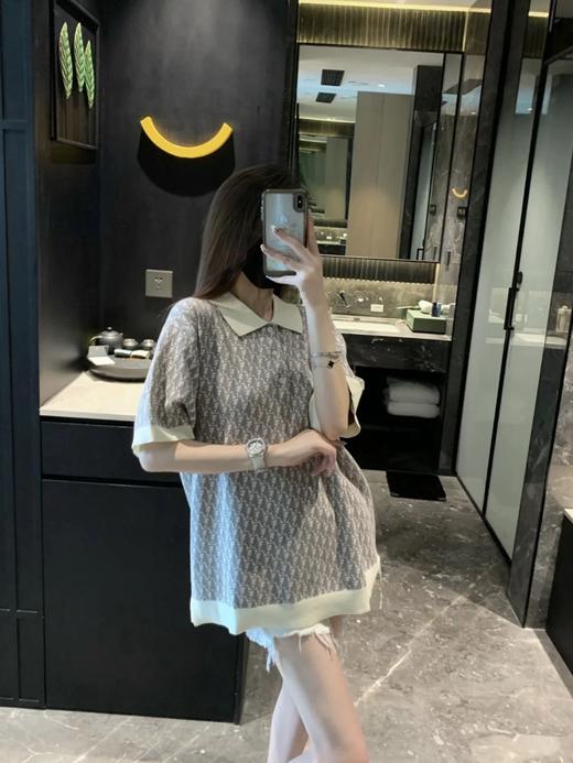 迪奥 25ss字母logo满印老花短袖Polo衫 男女同款 棕色（DY） 商品图1