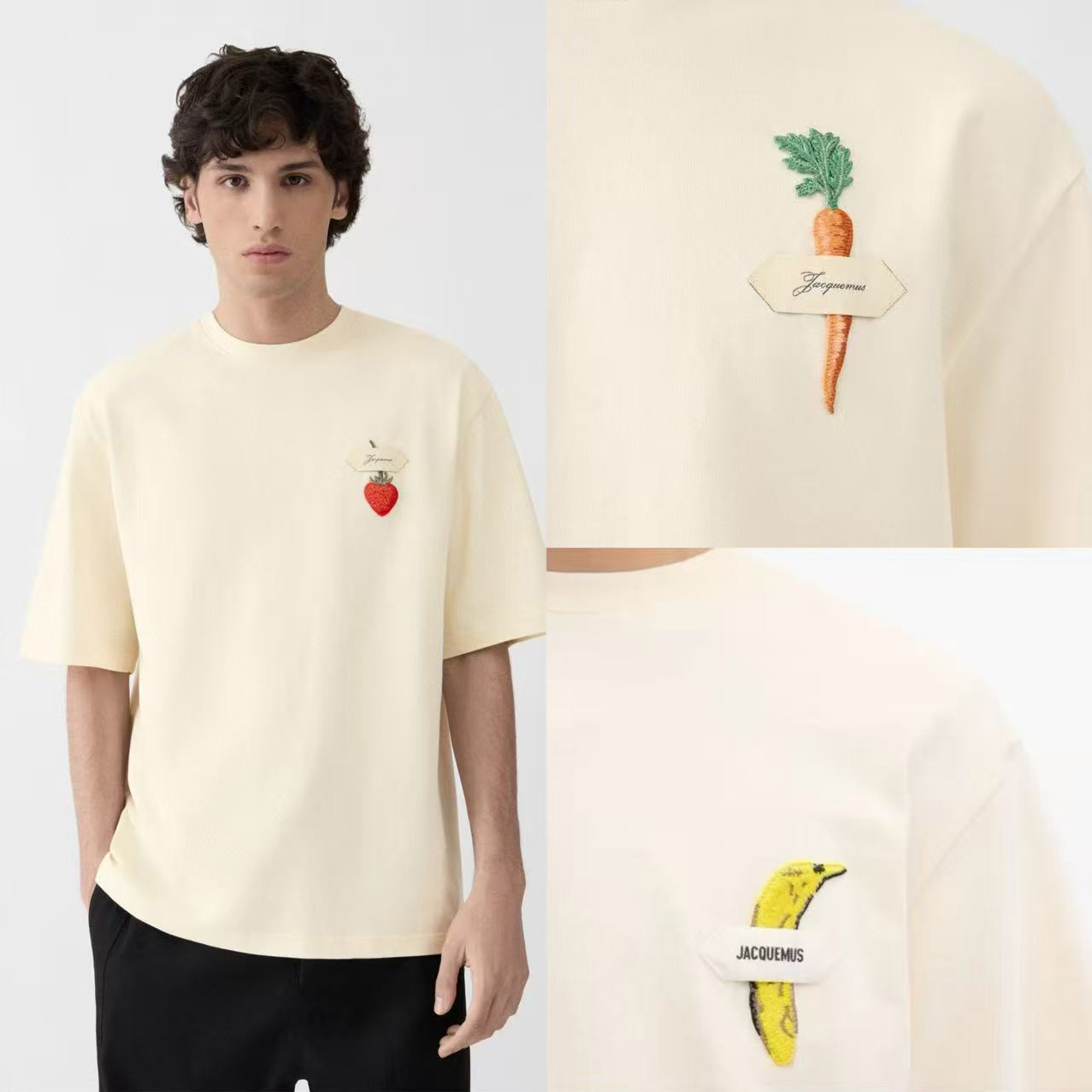 【2fz1】情侣时尚新款水果刺绣夏日短袖T恤！！