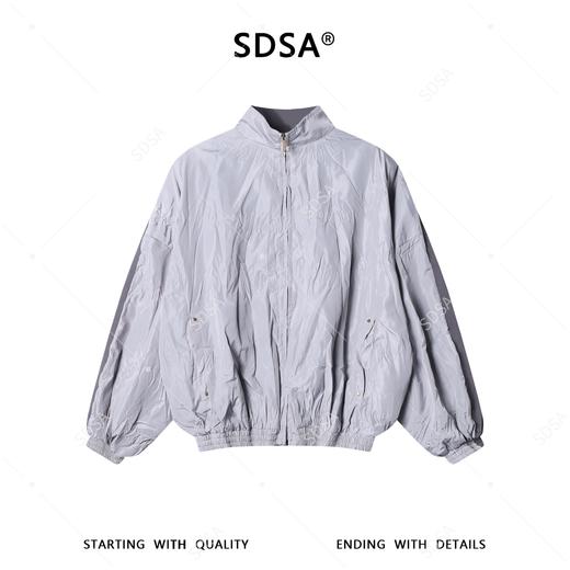 SDSA男装2026新款高贵轻奢韩版双面撞色褶皱肌理立领夹克百搭宽松 商品图0