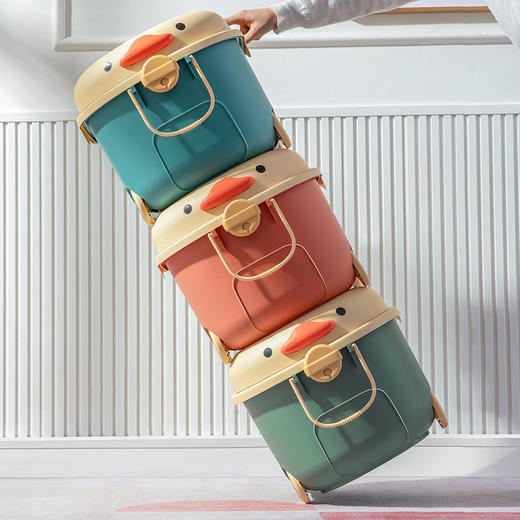 【宝宝专属收纳箱！解锁积木新玩法】儿童玩具收纳箱 家用带轮可叠加 大号宝宝卡通整理箱 零食储物收纳箱 商品图2