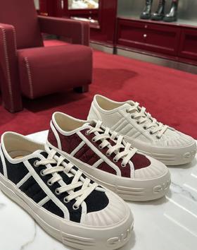 GU新款厚底字母饼干帆布休闲鞋提花增高鞋