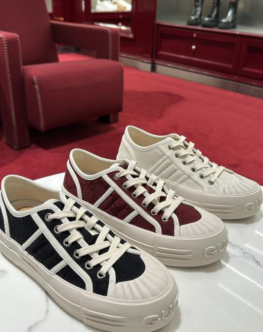 GU新款厚底字母饼干帆布休闲鞋提花增高鞋 商品图0