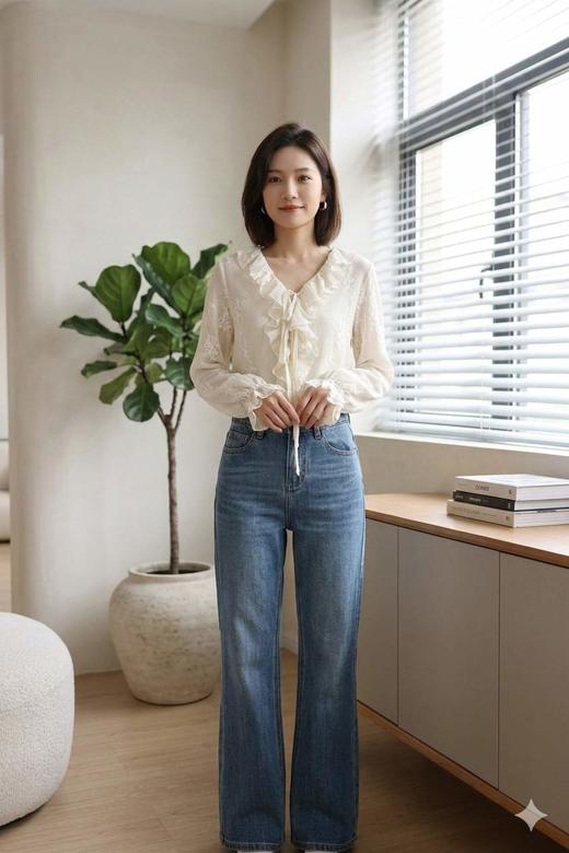 沐盏|优雅别致系带刺绣衬衣 商品图0