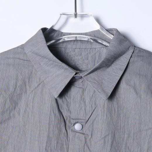 SDSA男装2026新款高贵轻奢韩版纯色按扣长袖衬衫下摆松紧设计百搭 商品图1