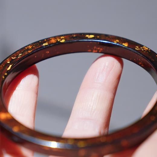 【紫韵金晖大漆手镯】方镯特细6mm、金箔、非遗手作漆器、新年礼品镯 商品图1