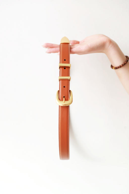 时髦又好看，订单出口法国。复古黄铜五金牛皮革腰带皮带E030788 商品图10