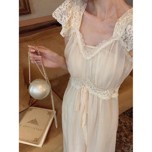 金蘑菇菇 古董仲夏夜/美神 蕾丝拼接连衣裙 商品图3