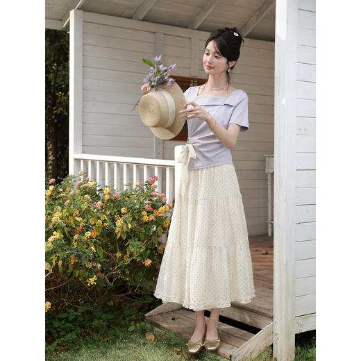 鹿向南「浪漫序曲」法式波点半身裙女夏季A字蛋糕裙高腰显瘦长裙 商品图2