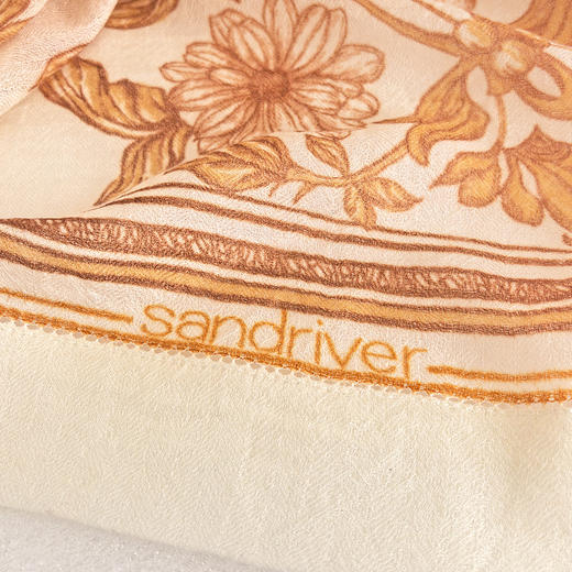 西藏格桑花唐卡印花羊绒轻薄款方巾 SJF98P777N 商品图3