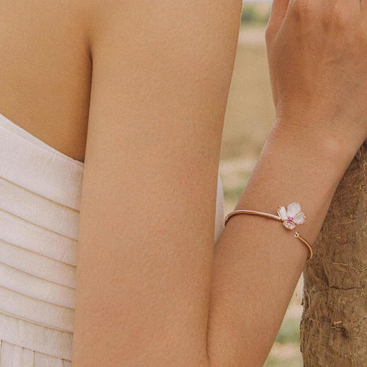 ［东方幸趣］18K玫瑰金贝母镶钻手镯#吉叶 商品图2