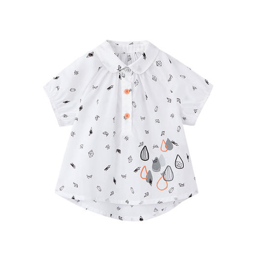 英氏女童翻领衬衫插肩袖休闲上衣短袖衬衣YRTCJ22263A 商品图4