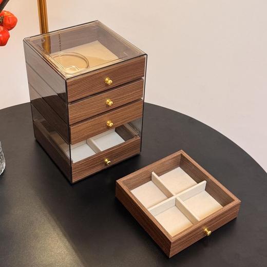 SWEET&COCO 胡桃木五层首饰收纳盒 13*13*19cm   收拾收纳整整齐齐 5层大容量 可拆卸隔层 商品图6